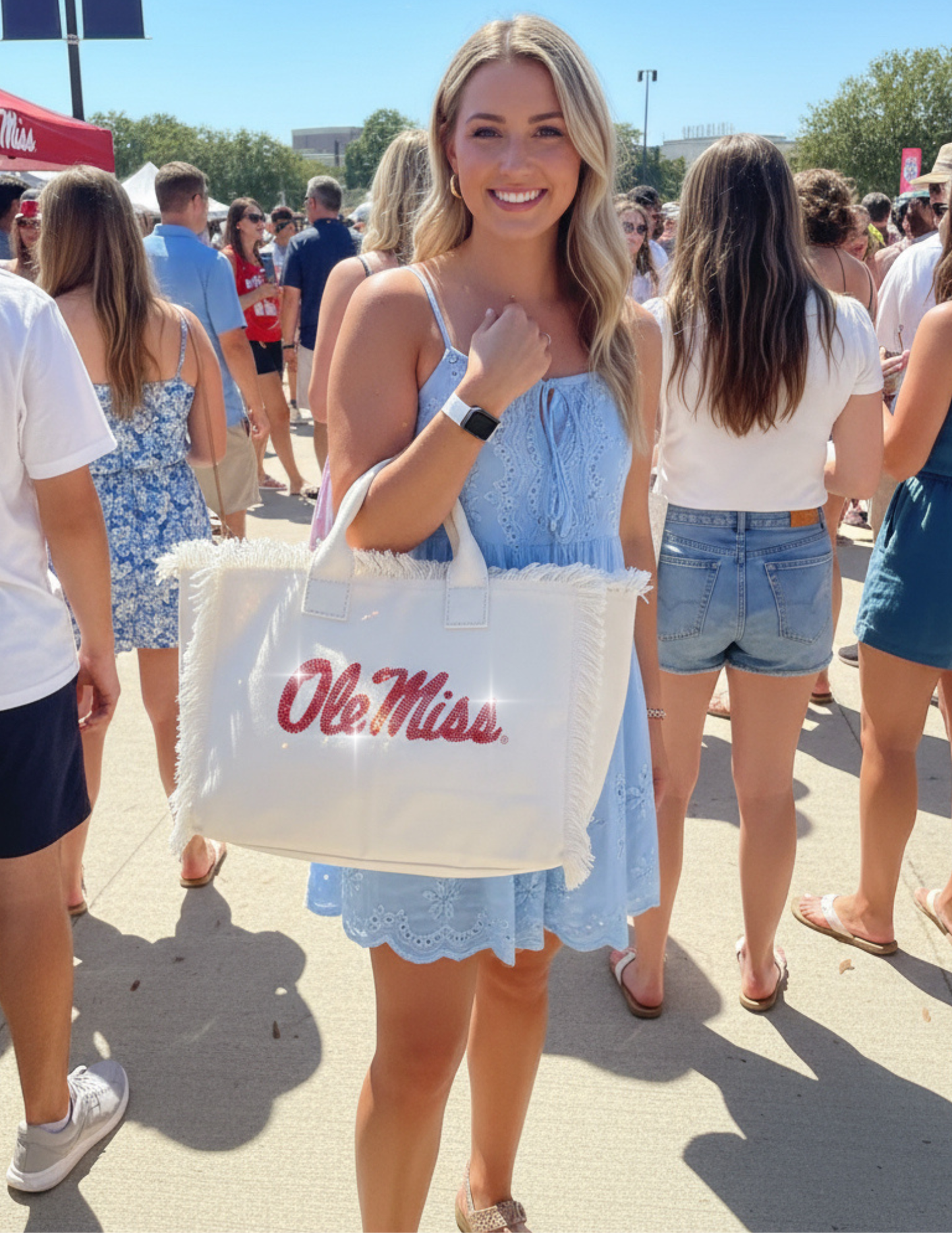 Ole Miss Script Ivory Tote Bag