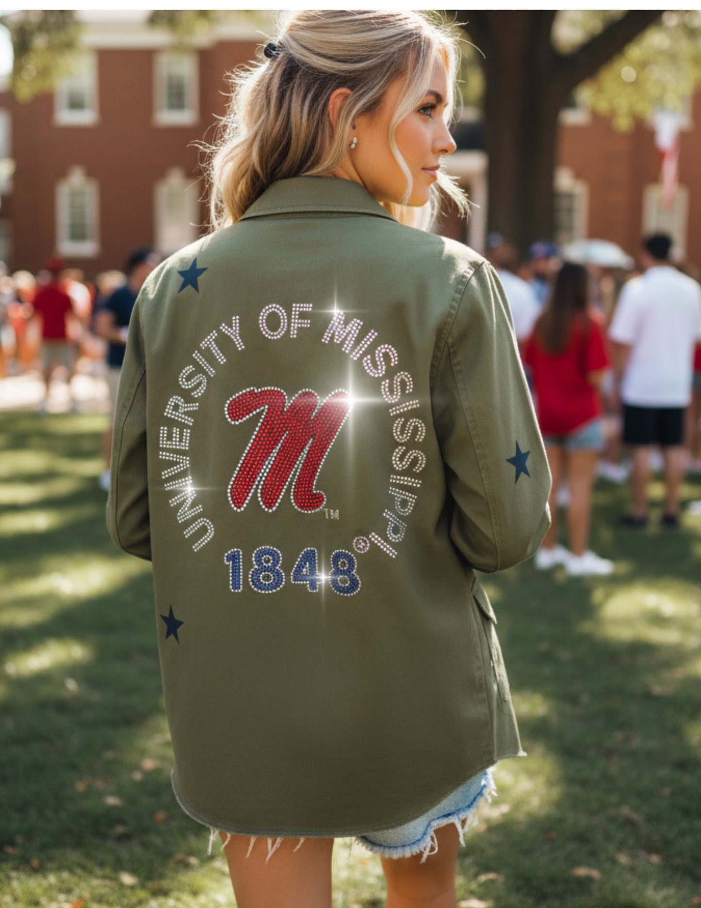 Ole Miss EST. 1848 Army Green Shacket