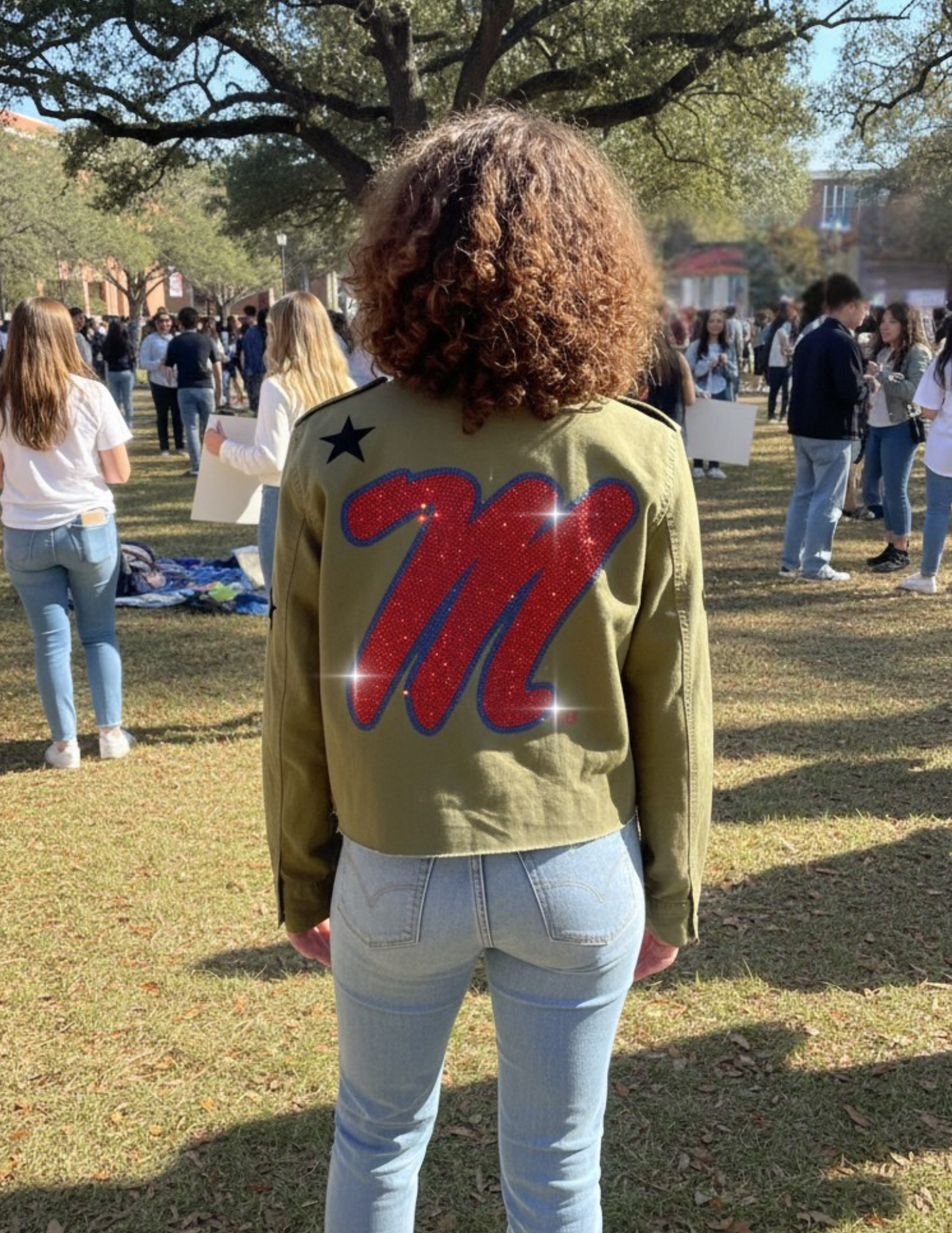 Ole Miss M Logo Army Green Shacket