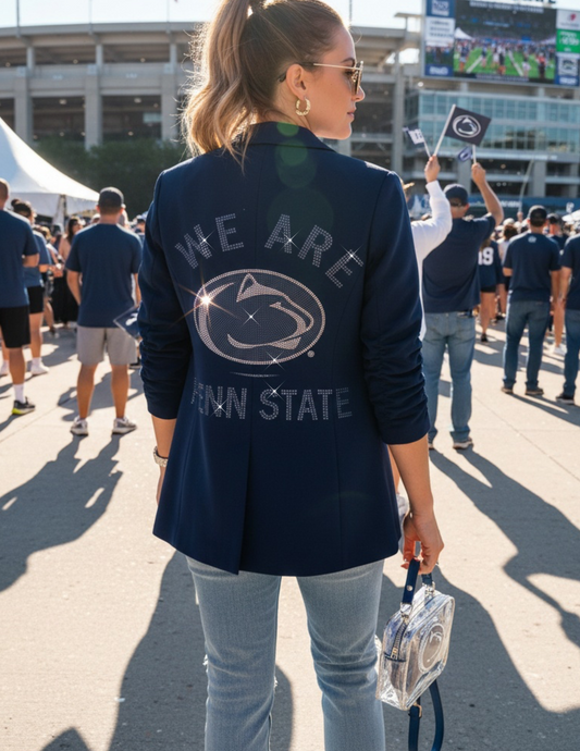 Penn State We Are Nittany Lion Navy Ruched Sleeve Blazer