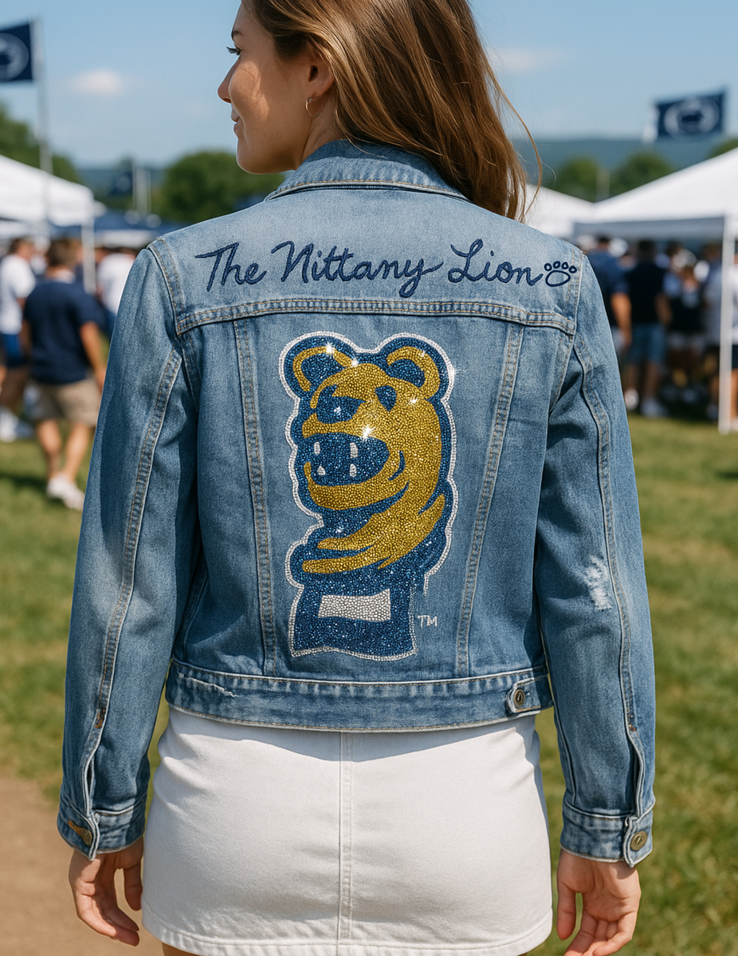 Game Day Jacket, Denim, Penn State The Nittany Lion Mascot Head