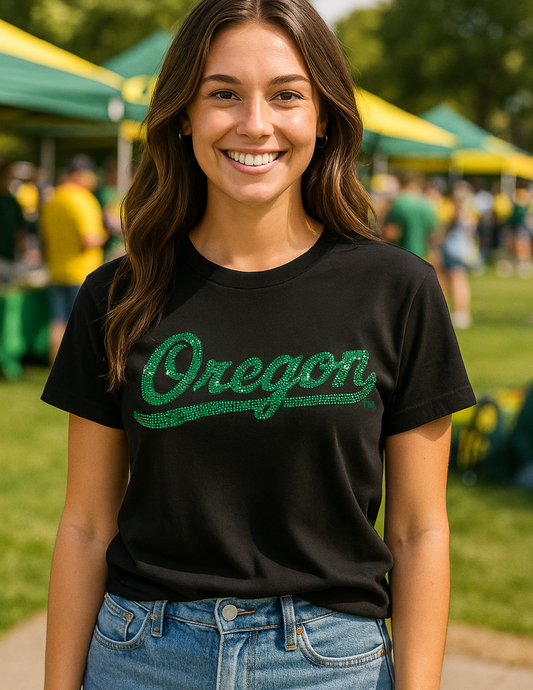 Game Day T-Shirt, Short Sleeve Black, University Of Oregon Script