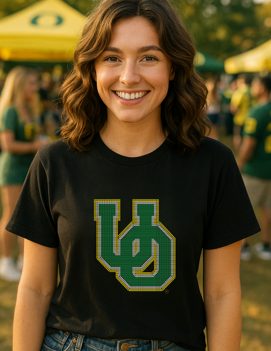 Game Day T-Shirt, Short Sleeve Black, University Of Oregon Large Interlocking UO
