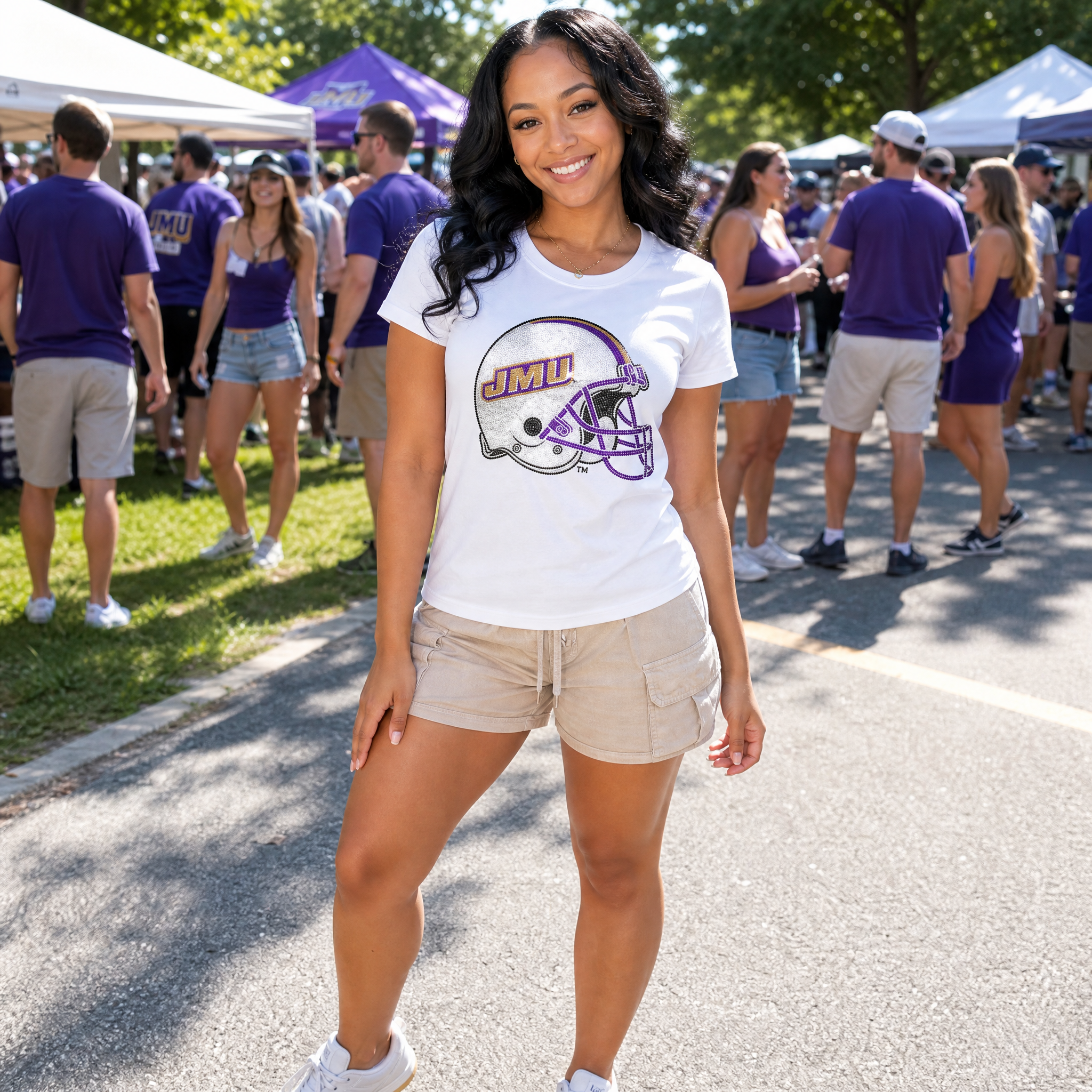 James Madison Helmet White Crewneck T-Shirt