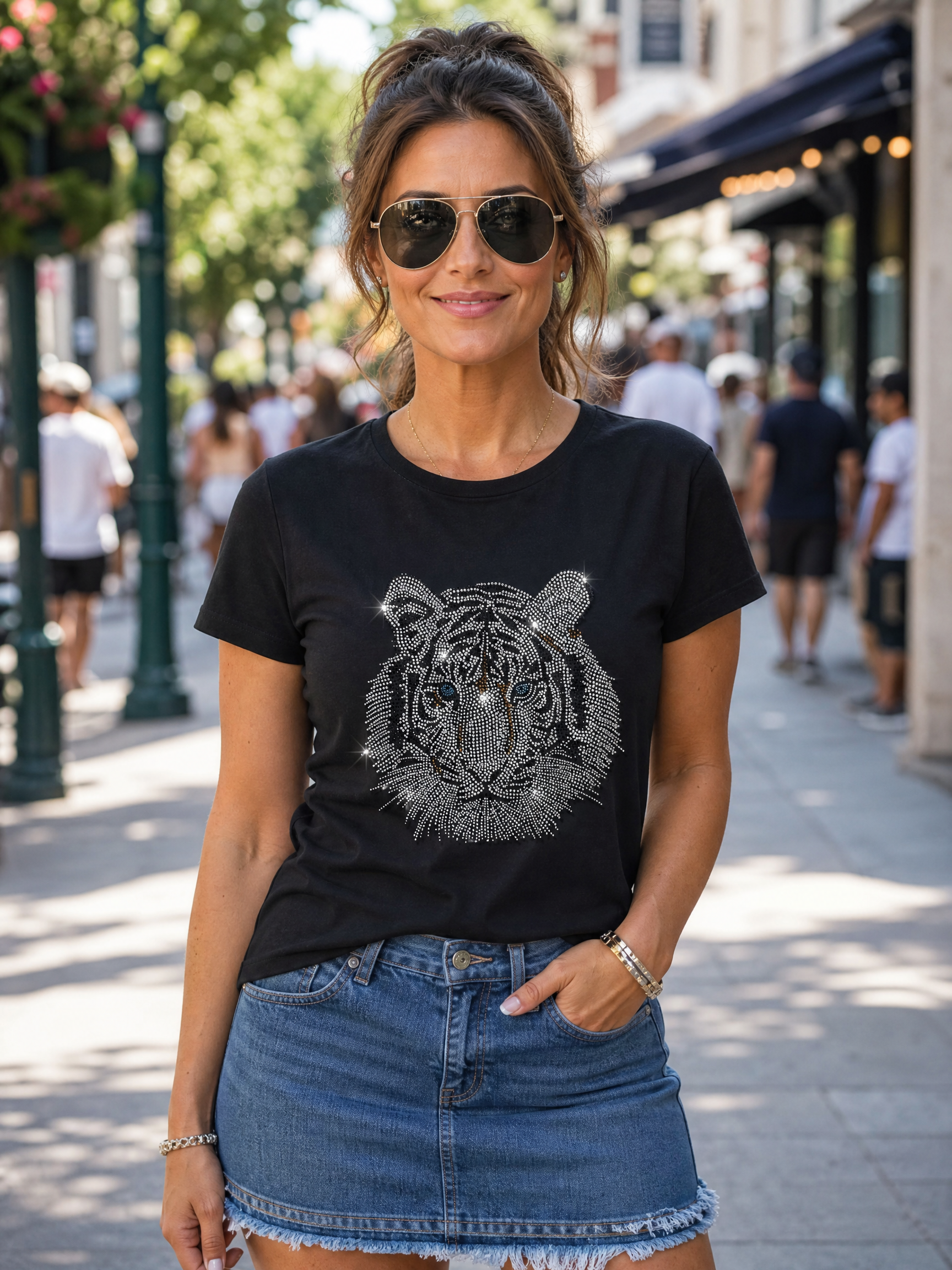 Silver Tiger Black Crewneck Short Sleeve T-Shirt