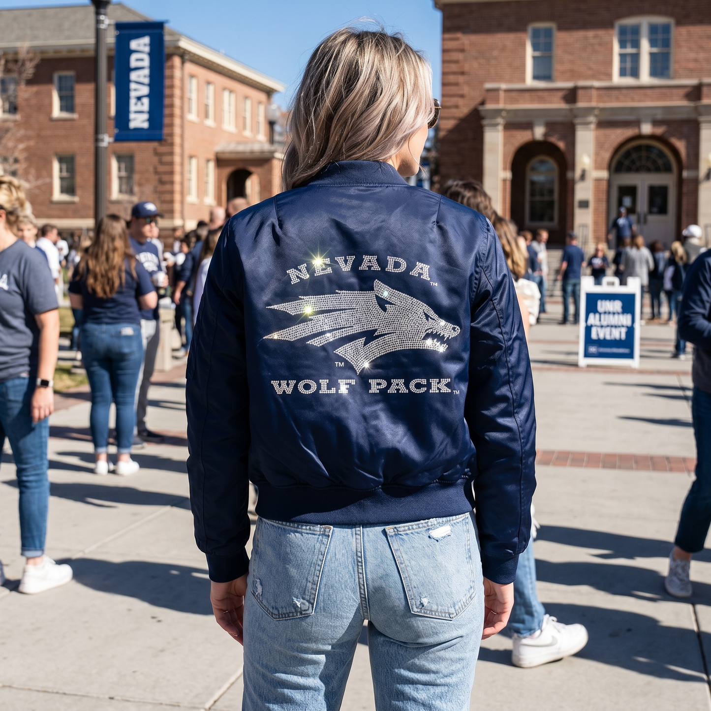 University of Nevada Wolf Pack Wolf Head Navy Bomber Jacket