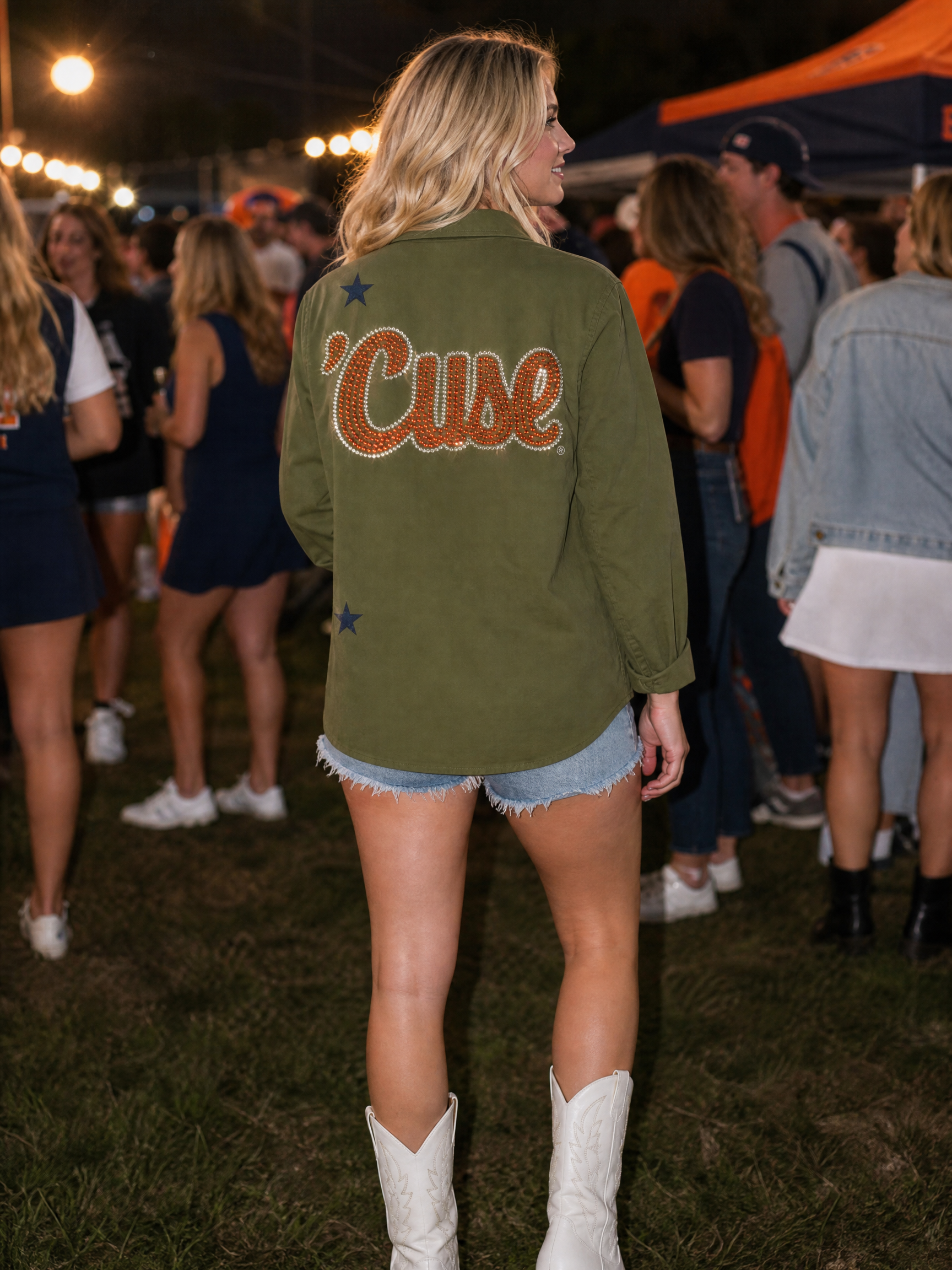 Syracuse University 'Cuse Script Army Green Shacket