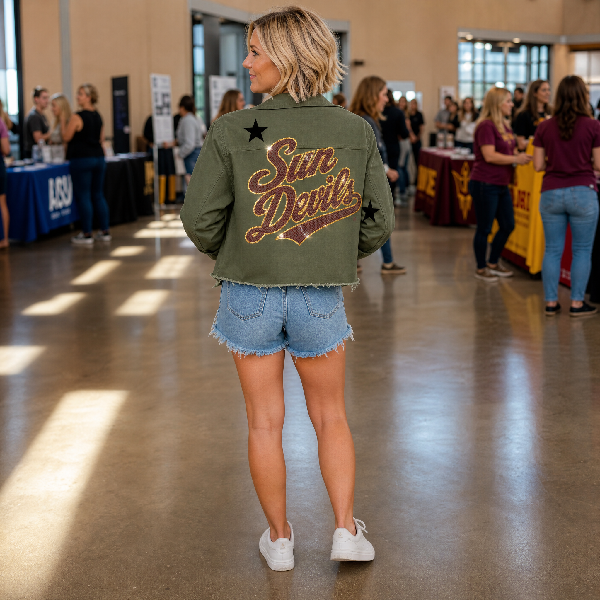Arizona State Sun Devils Script Army Green Shacket