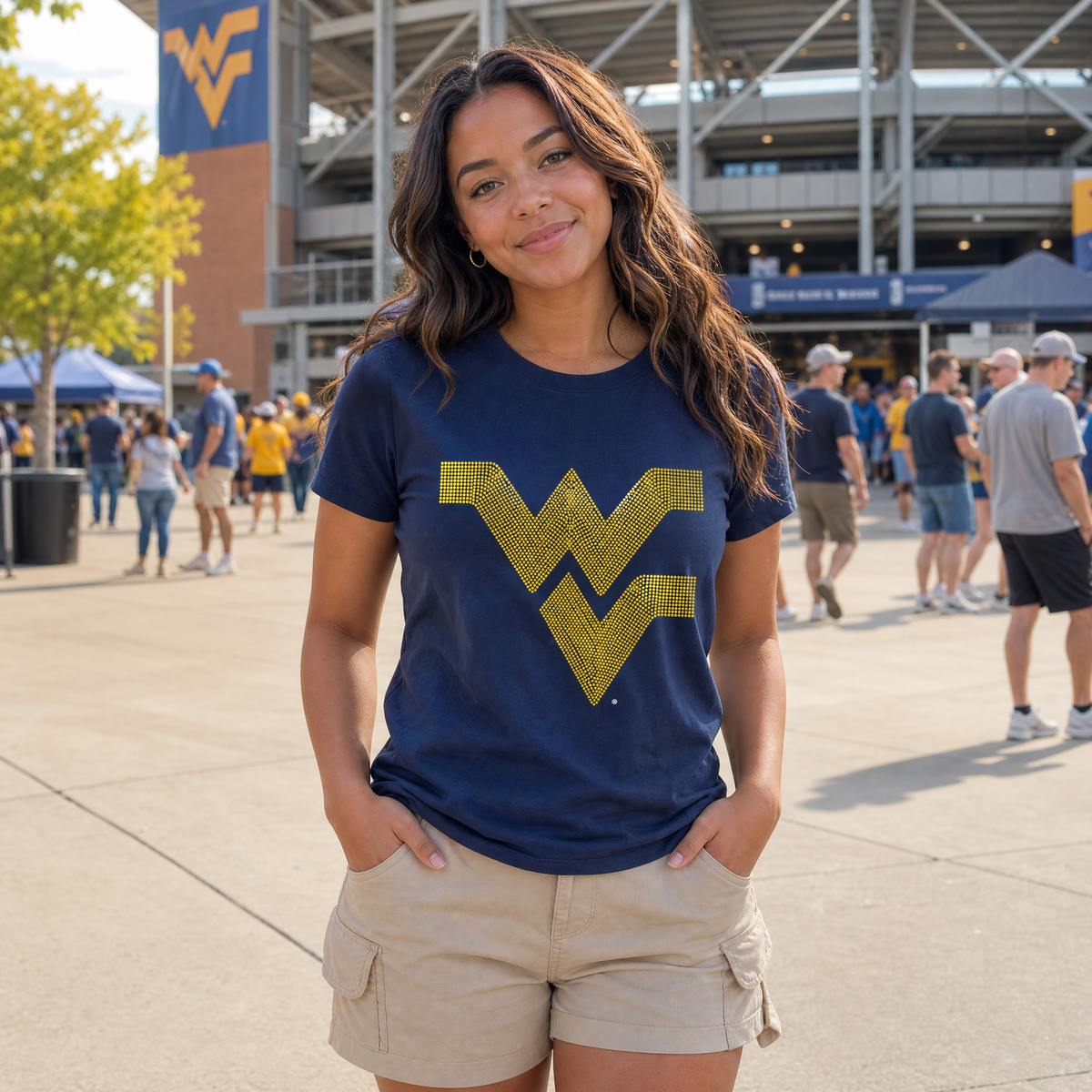 West Virginia Gold WVU Navy Crewneck T-shirt