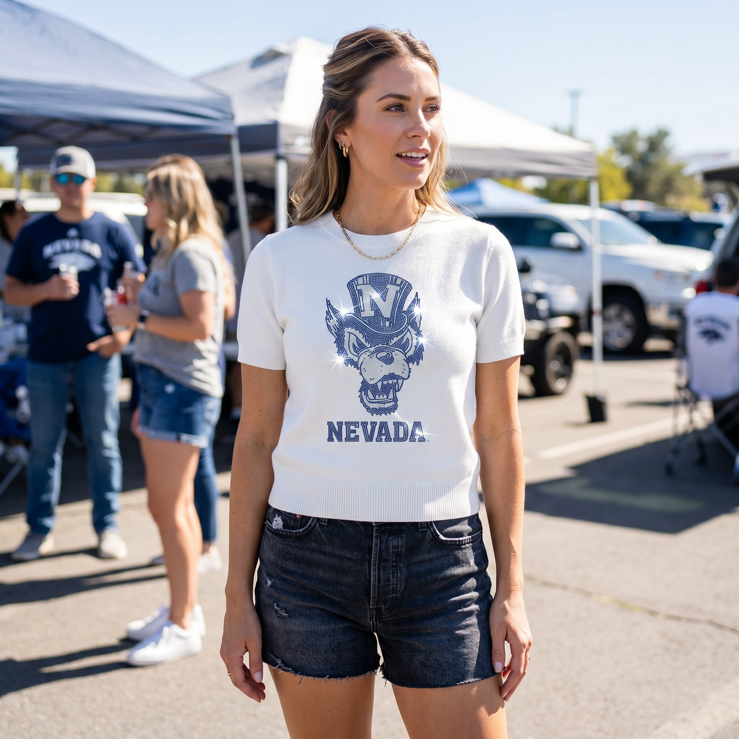 University of Nevada Wolf Vintage White Short Sleeve Sweater