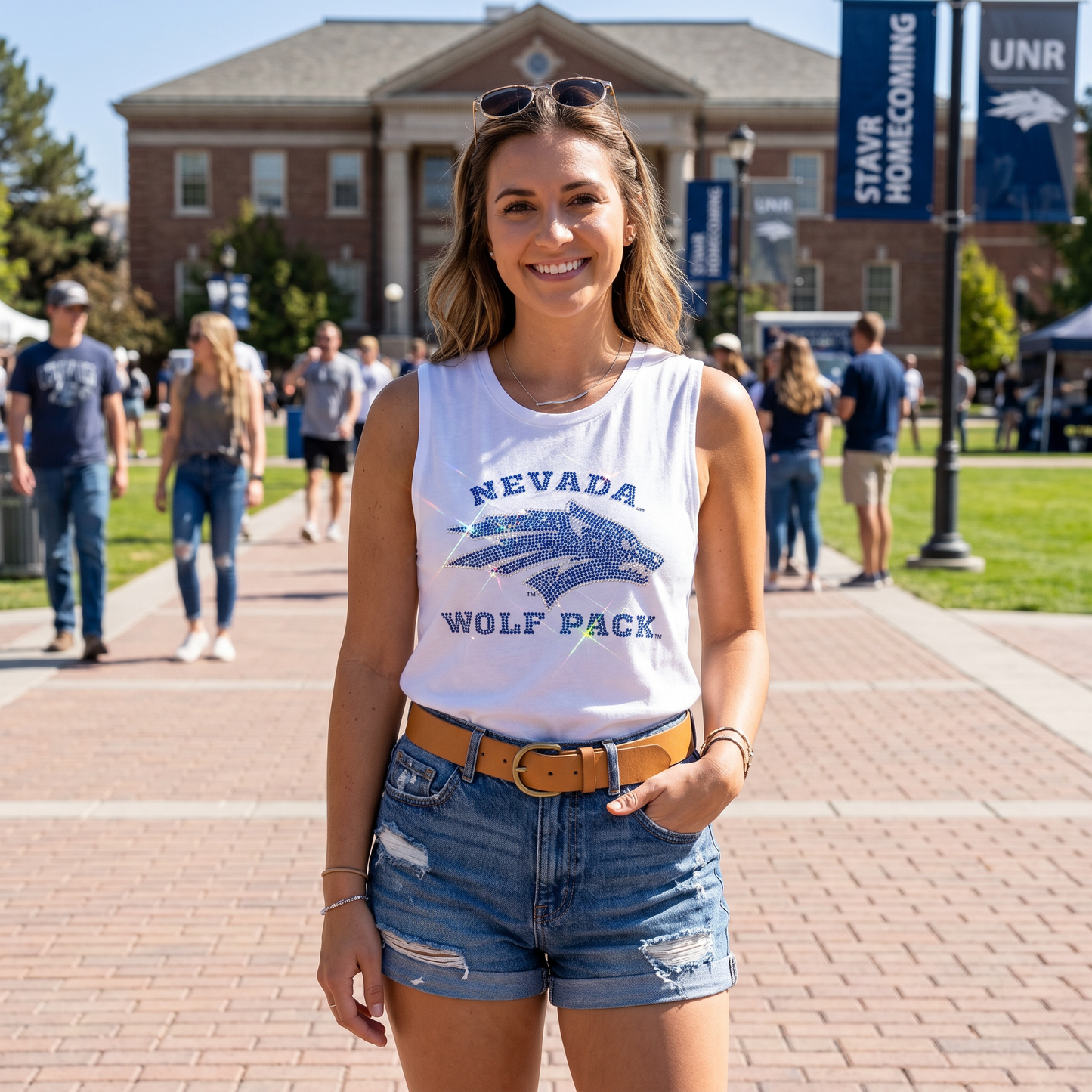 University of Nevada Wolf Pack Wolf Head White Tank Top