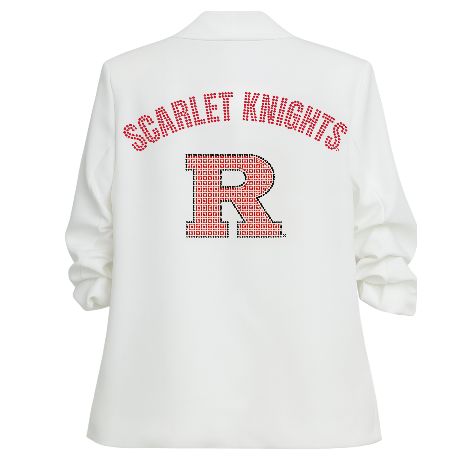 Rutgers University Scarlet Knights Block R White Ruched Blazer