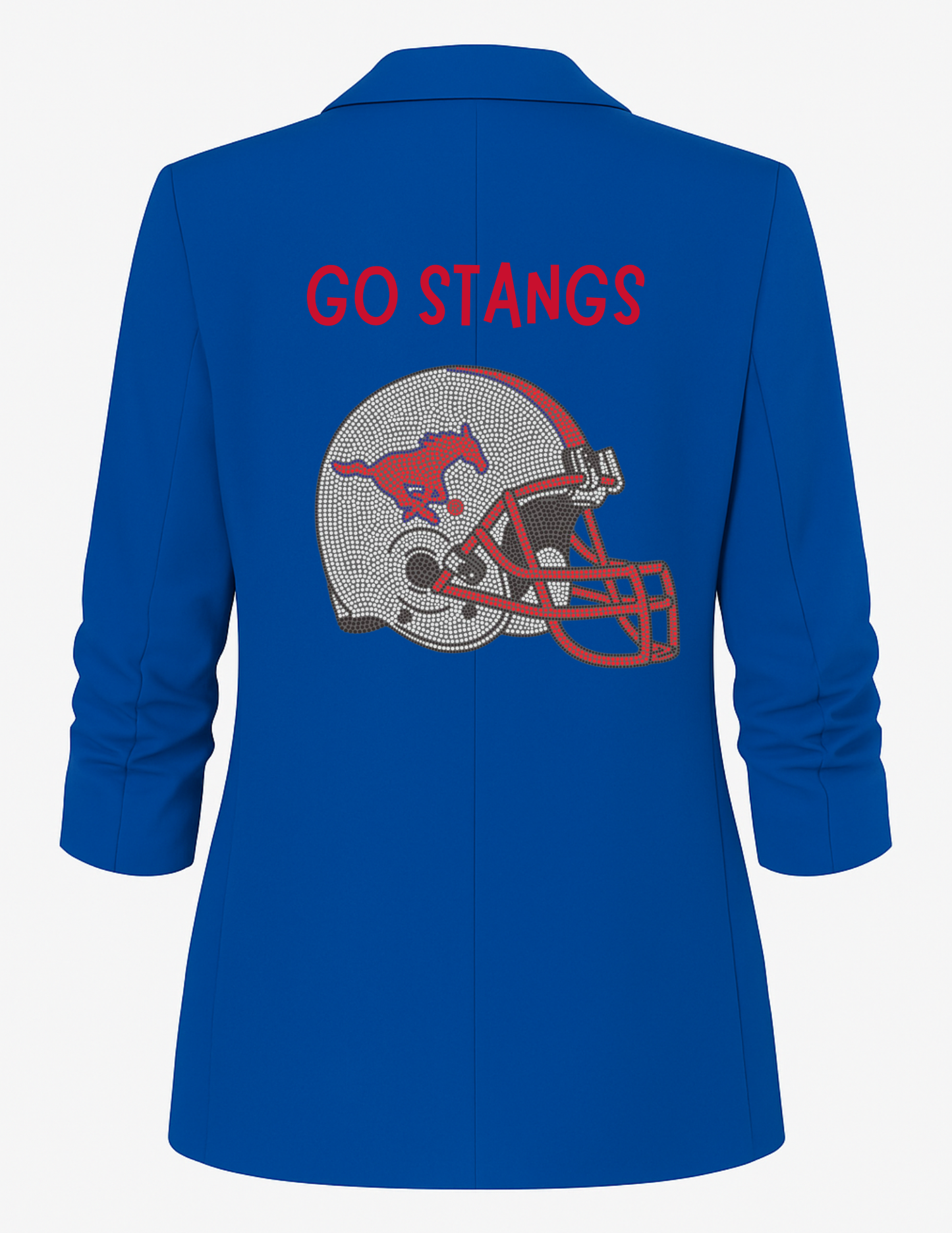 Game Day Blazer, Ruched Royal Blue, SMU Helmet Go Stangs