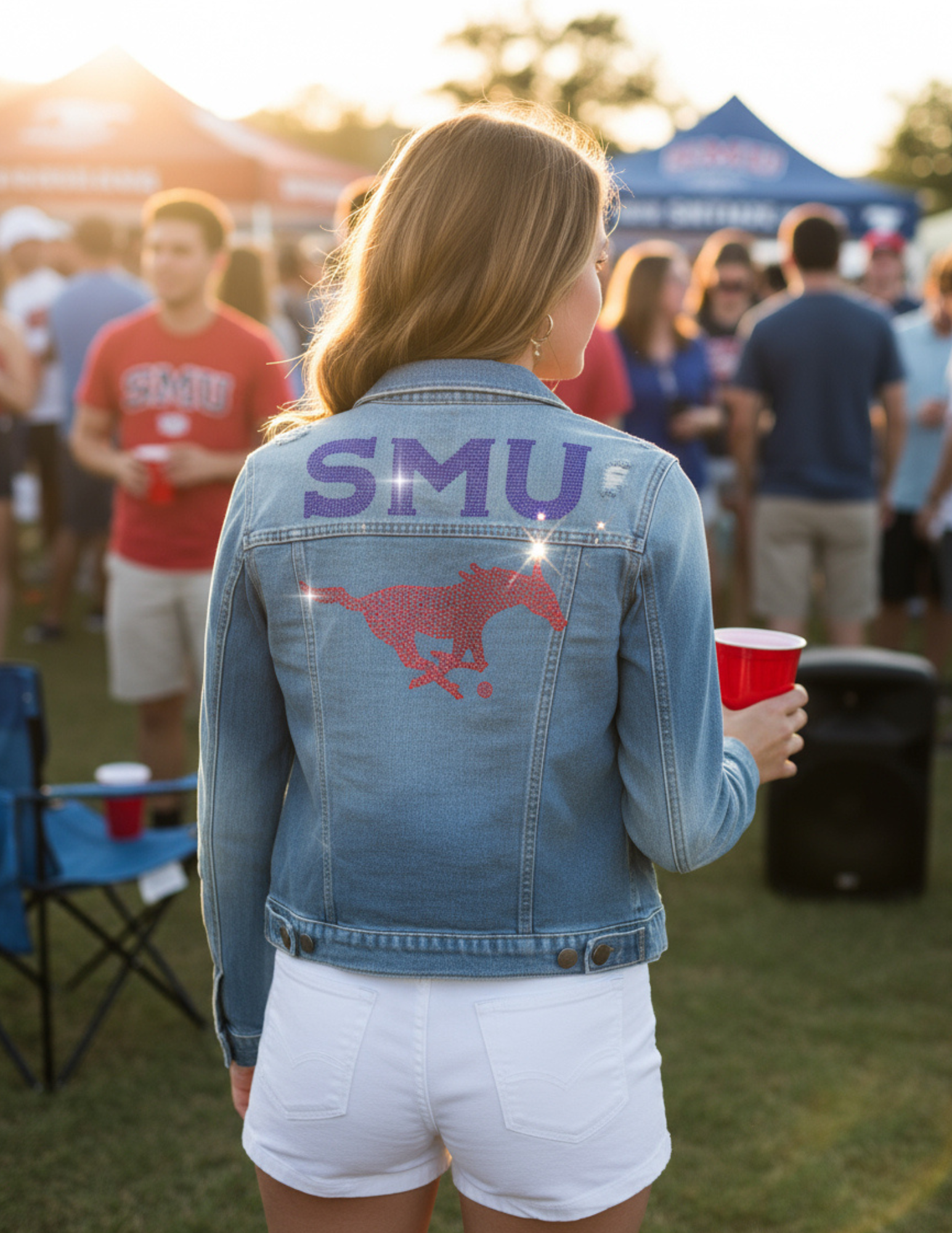 SMU Mustang Blue Denim Jacket
