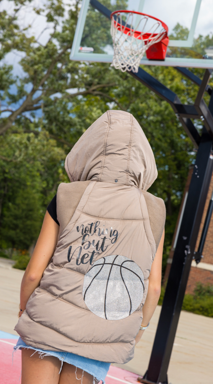 Game Day Vest, Puffer Tan, Nothing But Net