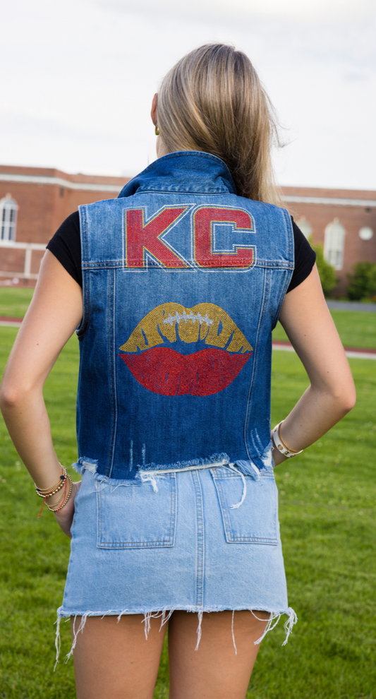 Game Day Vest, Denim, KC Lips