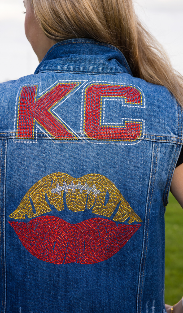 Game Day Vest, Denim, KC Lips