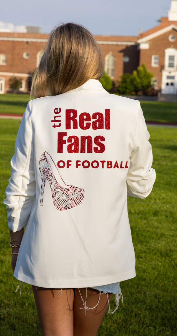 Game Day Blazer, Ruched White, Real Fans of Football