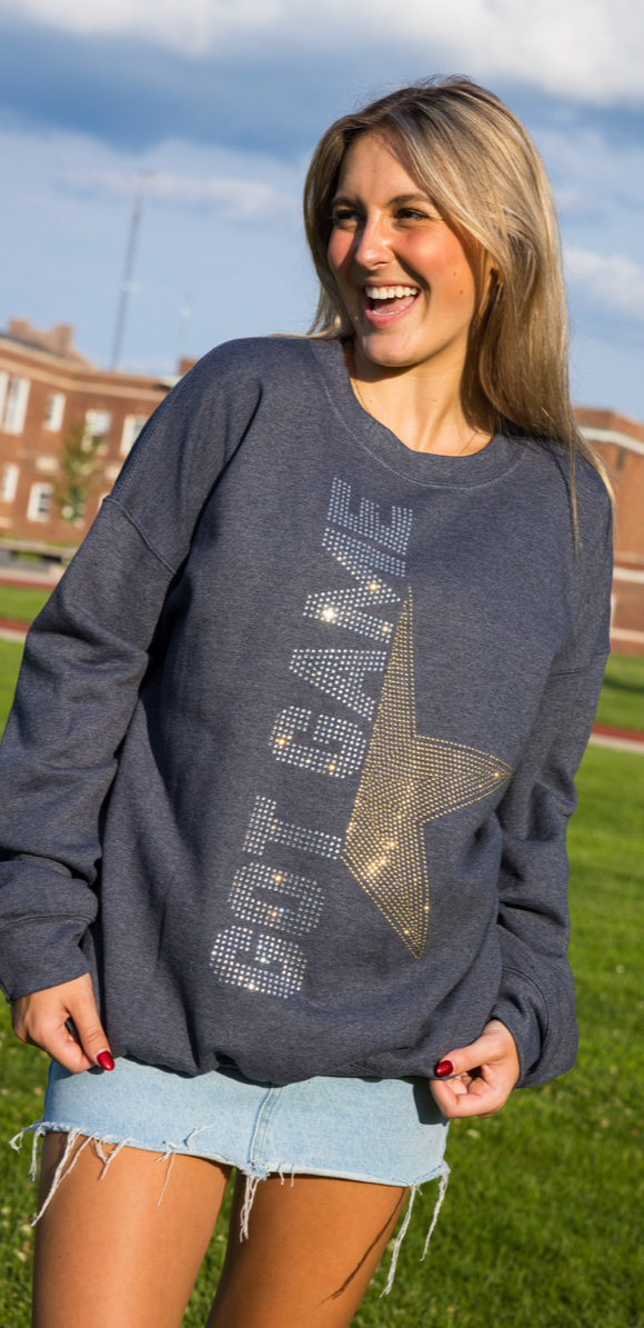 Game Day Sweatshirt, Crewneck Gray, Got Game Star