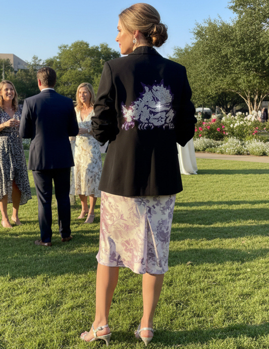 TCU Horned Frog Black Ruched Sleeve Blazer