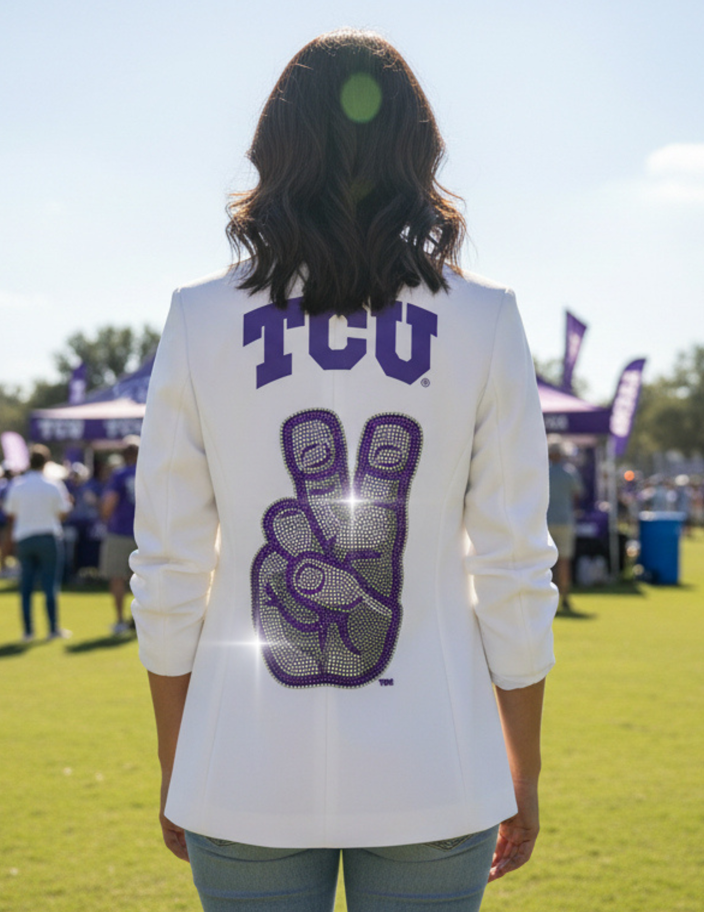 Game Day Blazer, White, TCU Hand Mark