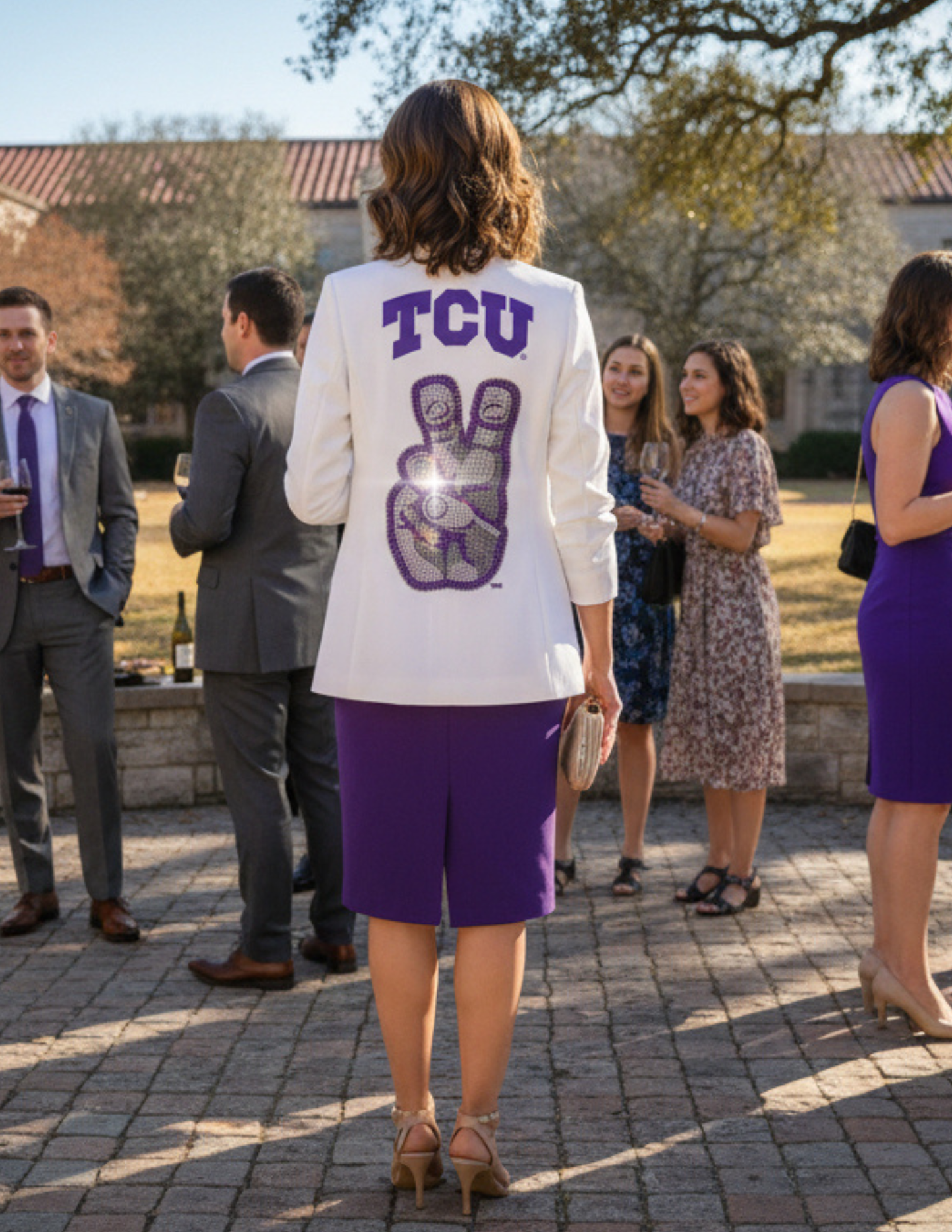 Game Day Blazer, White, TCU Hand Mark