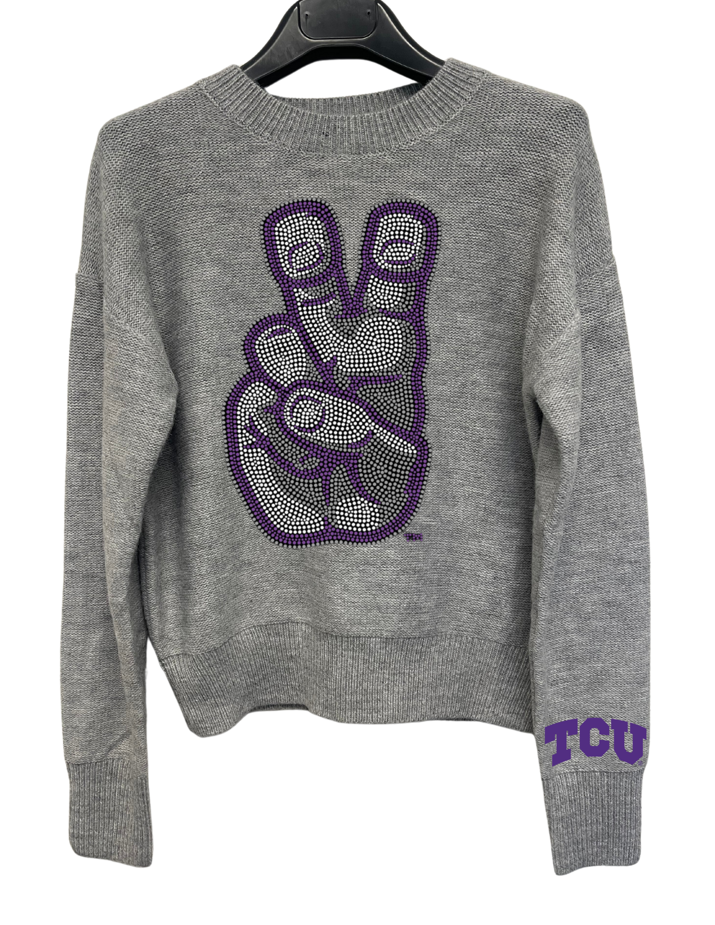 TCU Gray Crewneck Hand Sweater