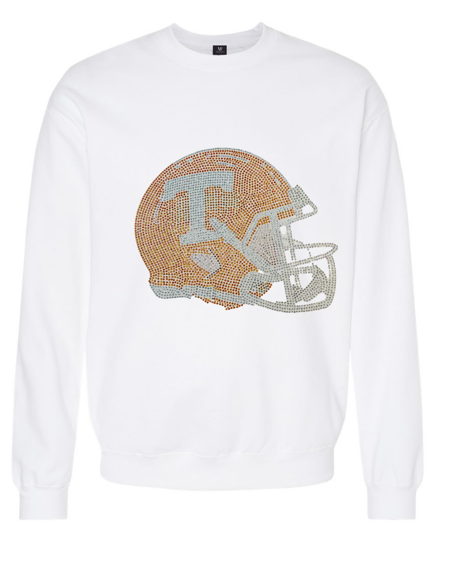 Game Day Sweatshirt, Crewneck White, Crystal Tennessee Vols Helmet