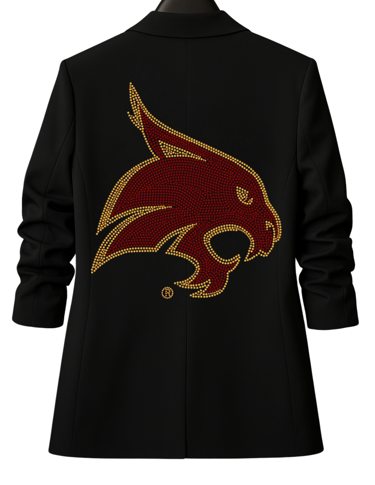 Game Day Blazer, Ruched Black, Texas State Bobcat Head