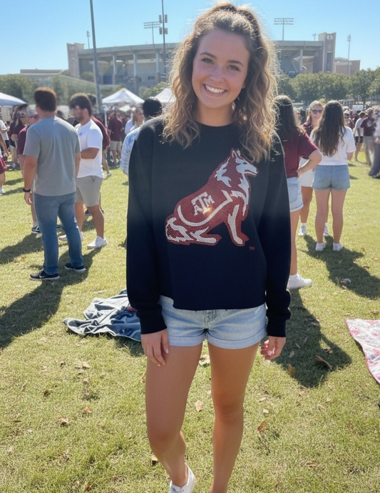 Texas A&M Reveille Black Crewneck Sweatshirt