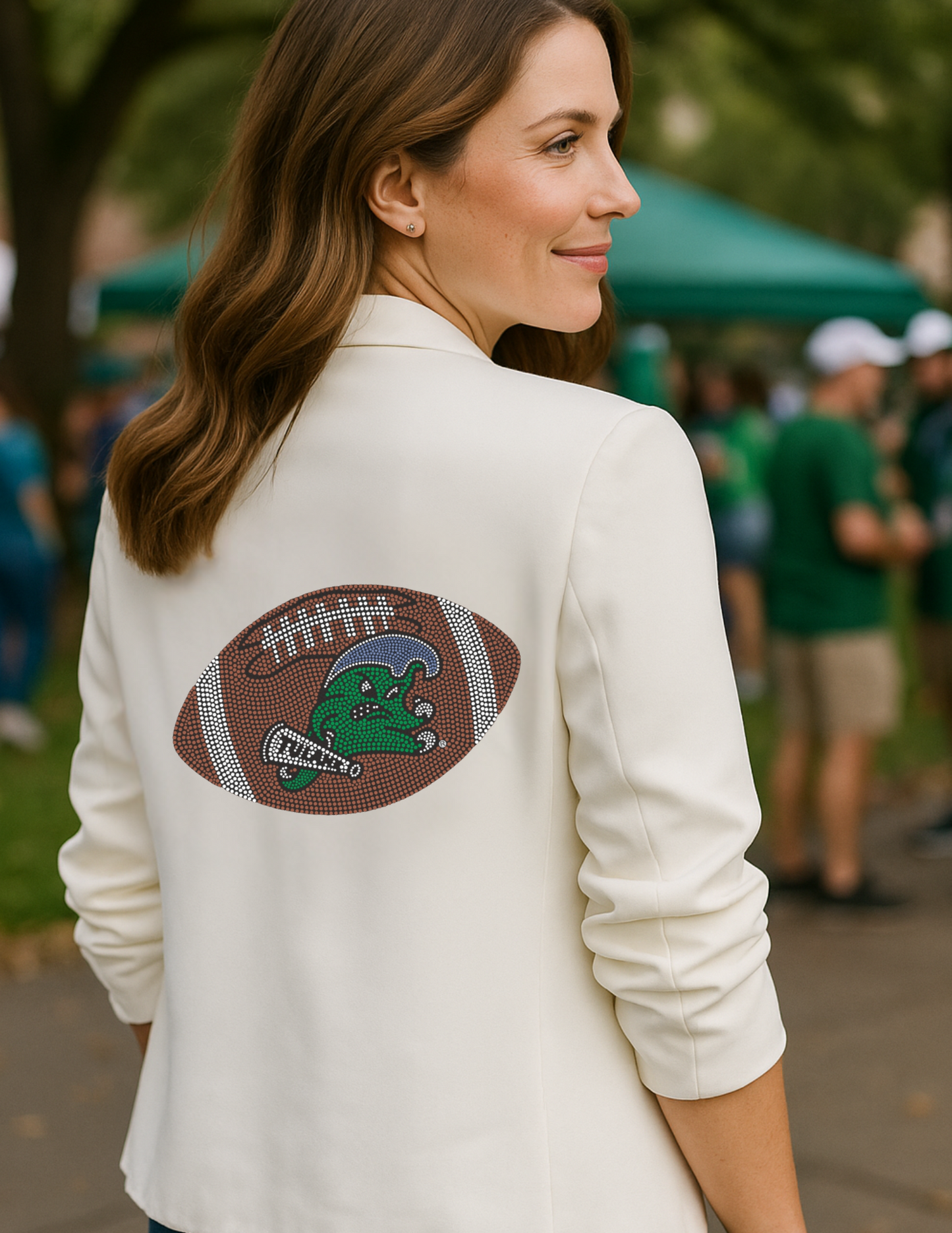 Game Day Blazer, Ruched White, Tulane Football
