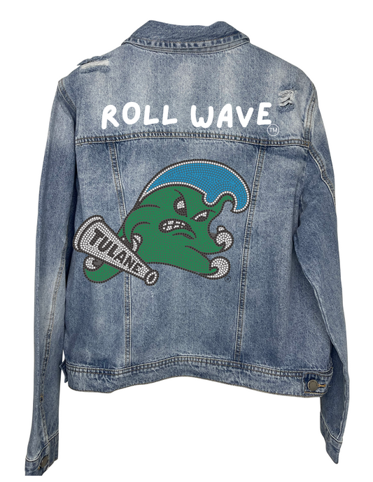 Licensed Game Day Jacket, Blue Denim, Tulane Roll Green Wave