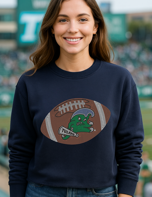 Game Day Sweatshirt, Crewneck Navy, Tulane Football & Wrist