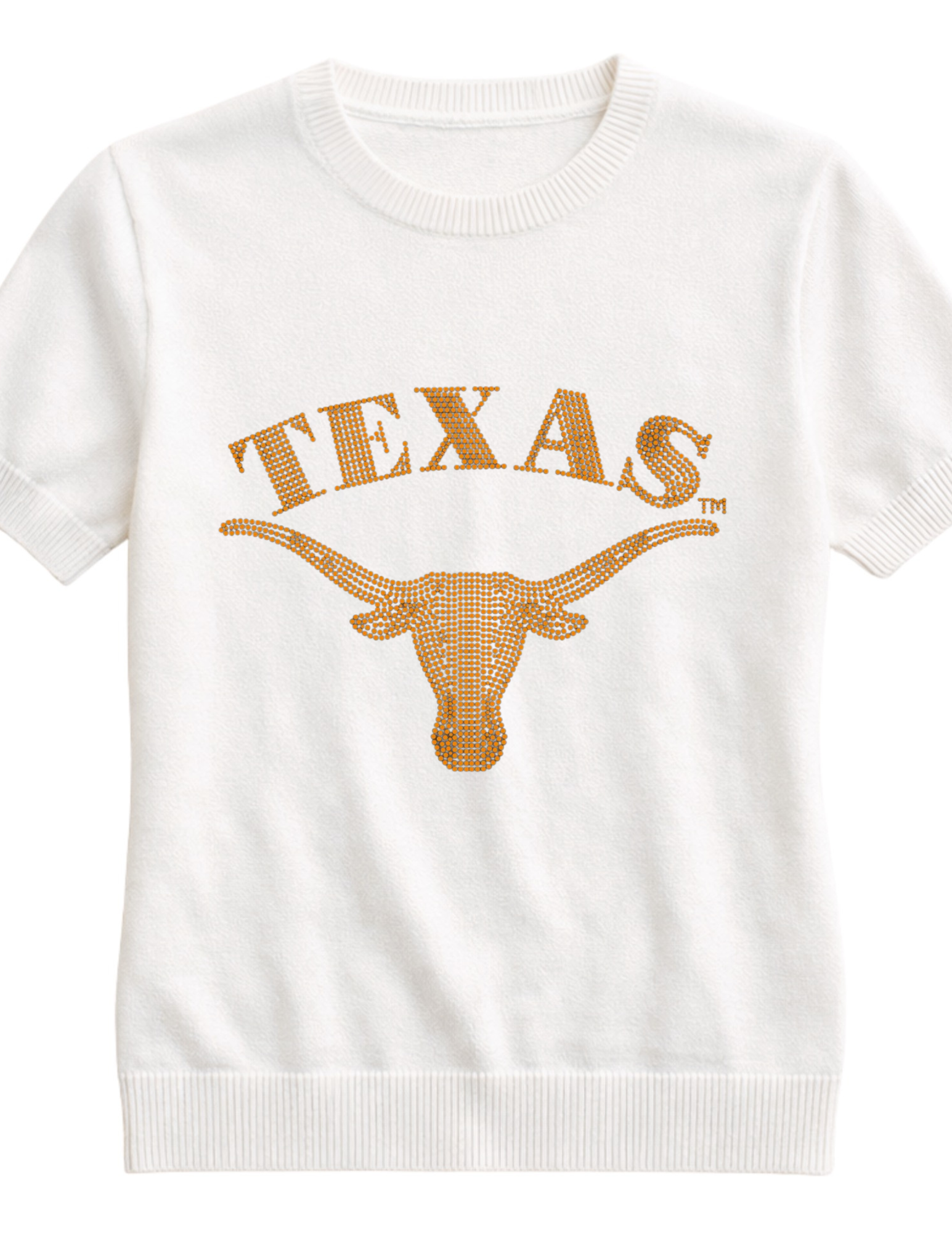 University of Texas-Austin Longhorn Head Ivory Short Sleeve Sweater
