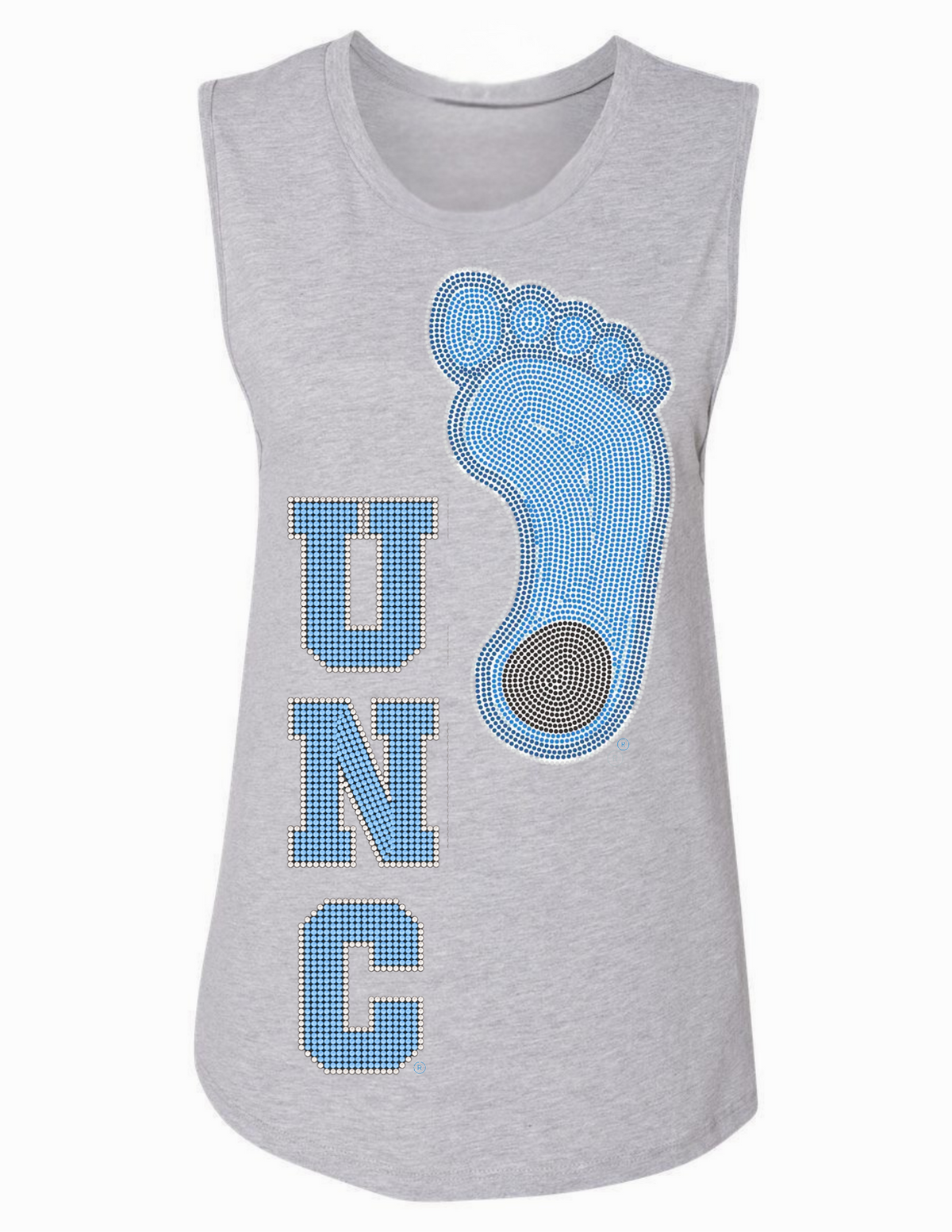 University of North Carolina UNC Tar Heel Foot Gray Tank Top