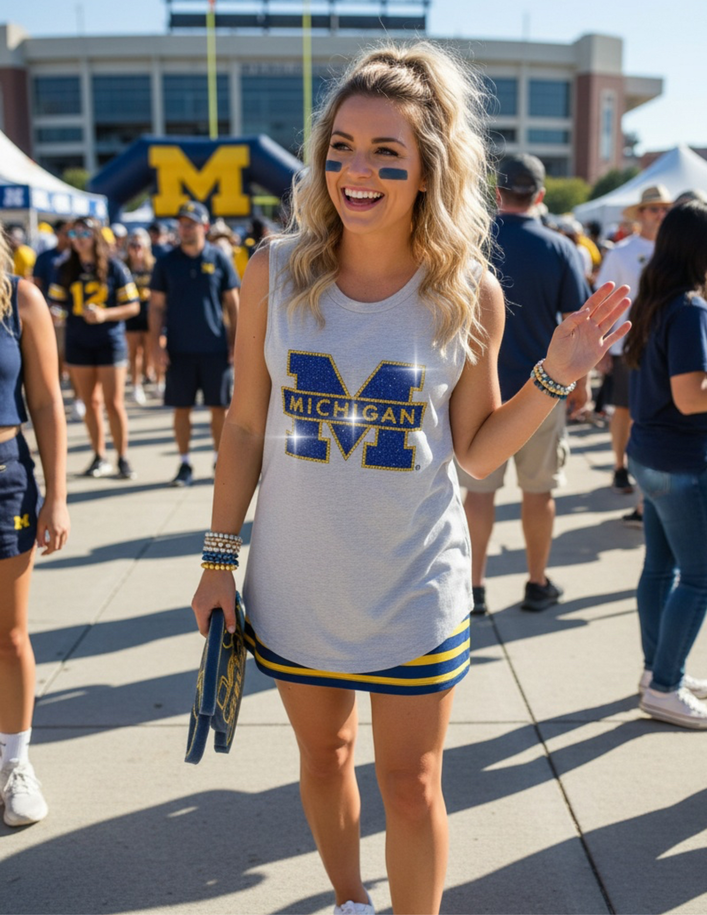 University of Michigan Block M Gray Tank Top