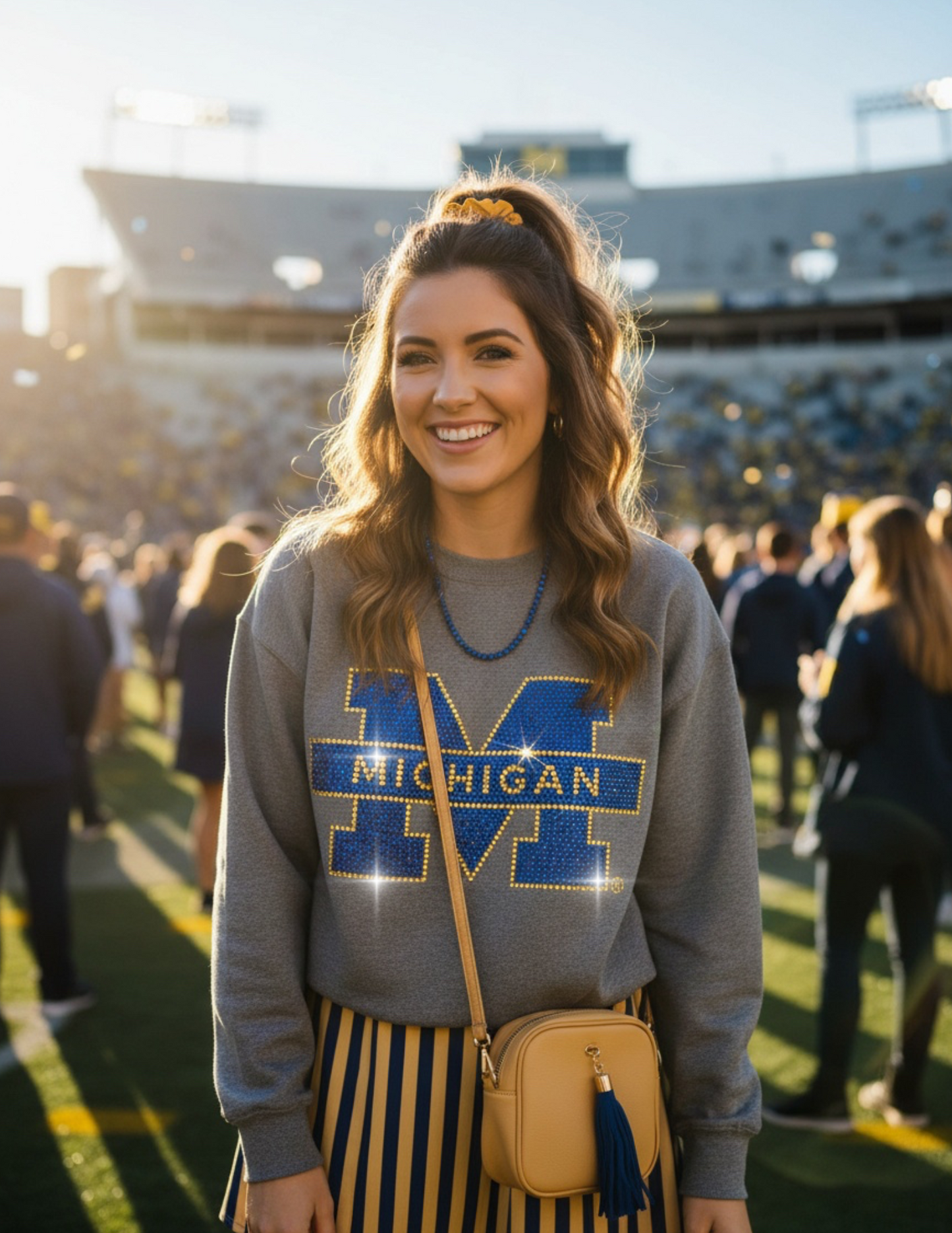 University of Michigan Block M Gray Crewneck Sweatshirt