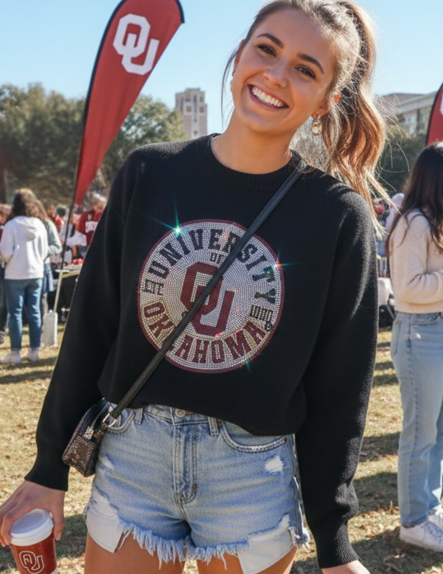 University of Oklahoma EST. 1890 Circle Black Crewneck Sweater