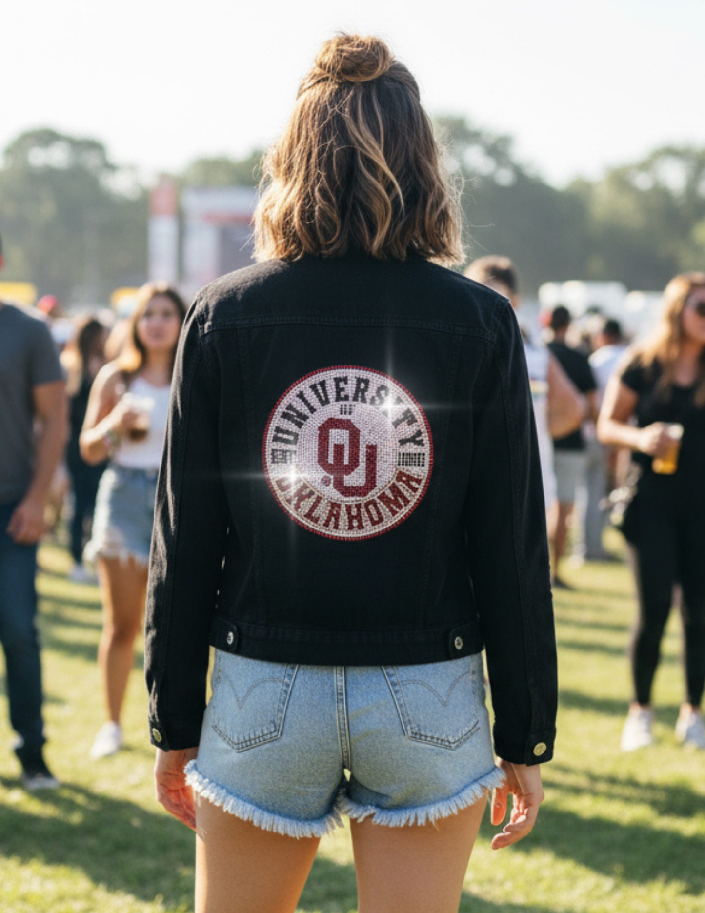 University of Oklahoma EST. 1890 Circle Decal Black Denim Jacket