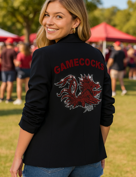Game Day Blazer, Black Ruched, University of South Carolina, Gamecock