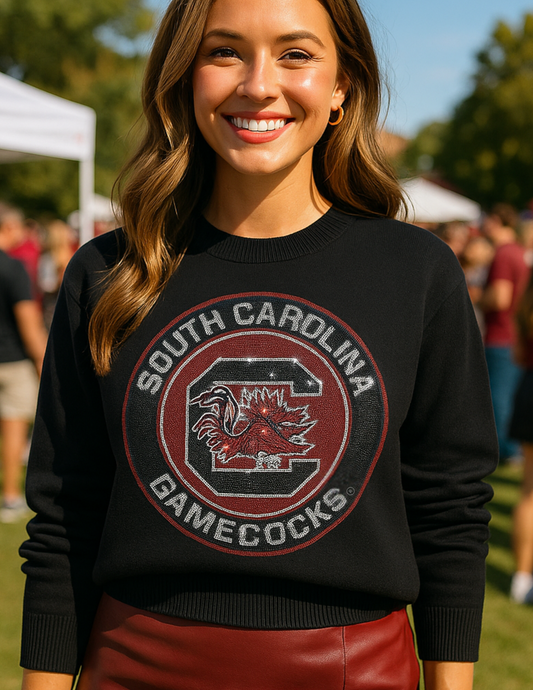 University of South Carolina Circle Gamecock Decal Black Crewneck Sweater