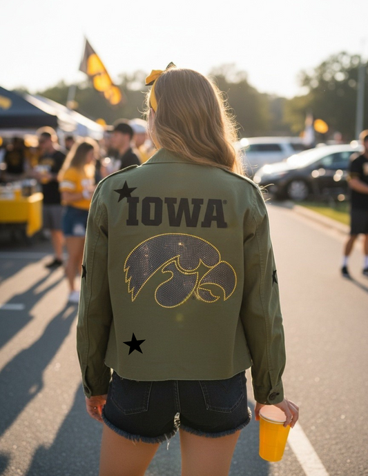 University of Iowa Black Tigerhawk Army Green Shacket