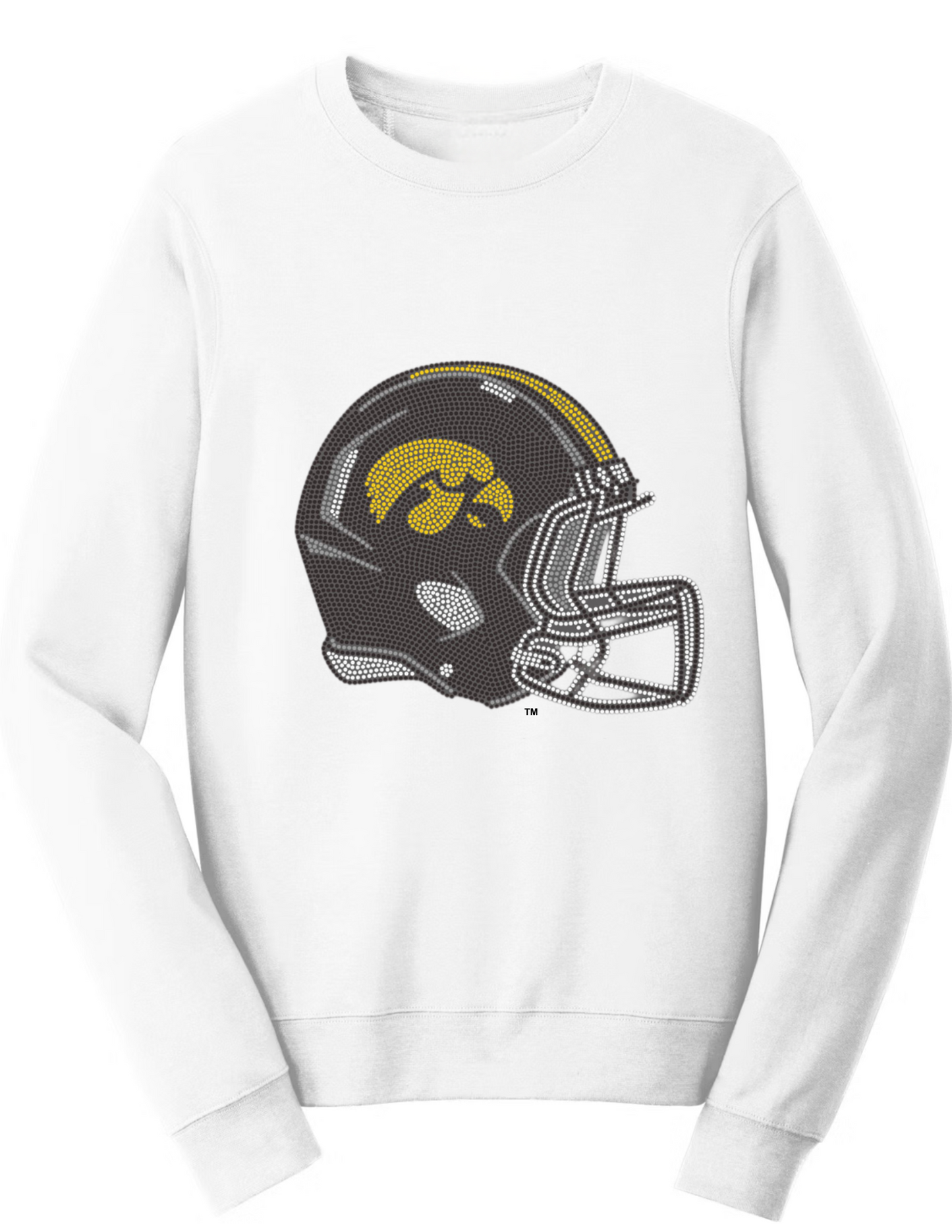 University of Iowa Helmet White Crewneck Sweatshirt