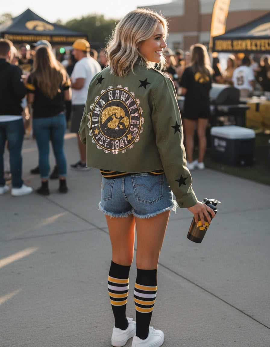 University of Iowa EST. 1841 Army Green Shacket