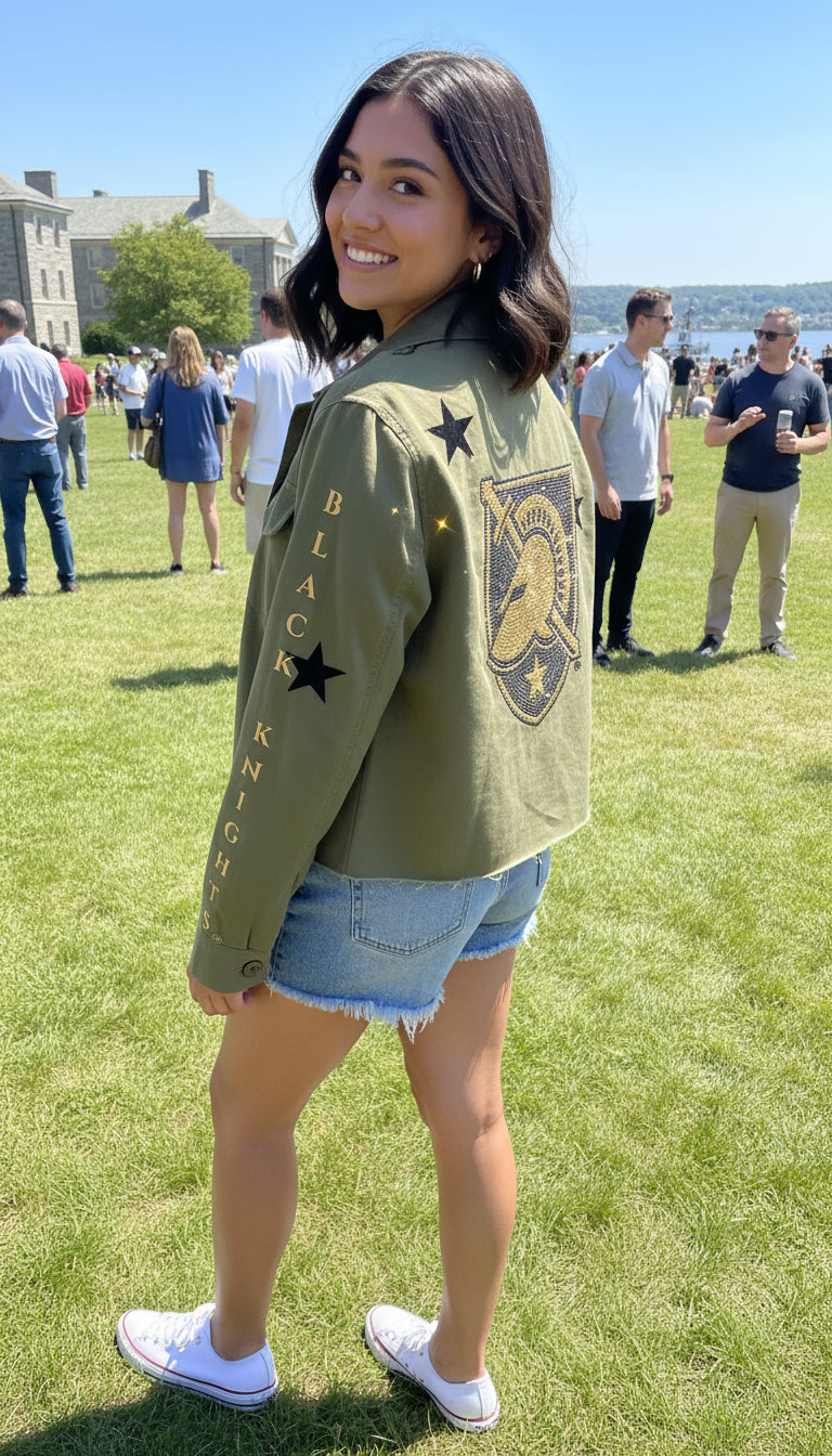 Army West Point Black Knights Shield Army Green Shacket