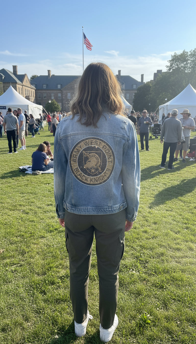 Game Day Jacket, Denim, Army West Point Circle Athena Shield