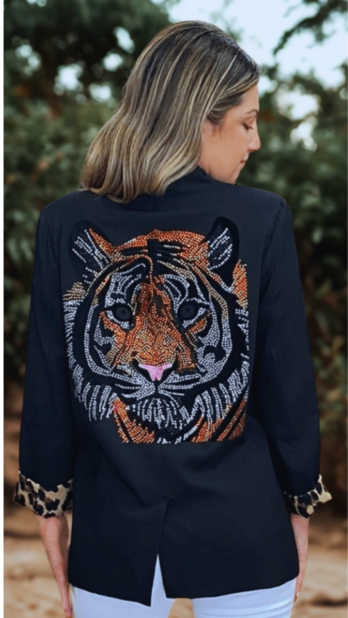 Blazer, Leopard Lined Black, Tiger Face