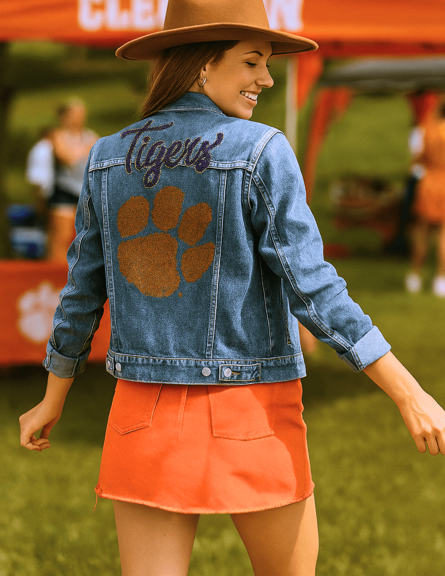 Game Day Jacket, Blue Denim, Clemson Tigers Paw