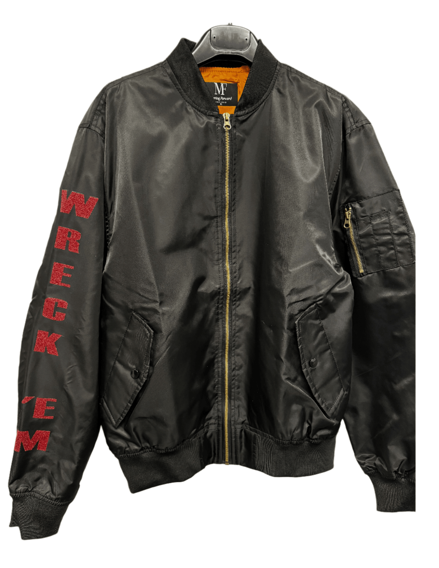 Texas Tech TT Map w/ Wreck Em on arm Black Bomber