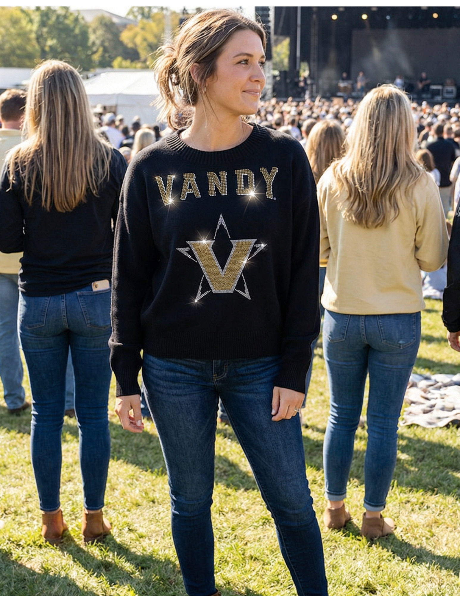 Vanderbilt Star V Vandy Crewneck Black Sweater